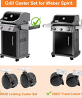 Built Tough Locking Caster Wheels For Weber Spirit 200 And 300 Series Grills showing two models with replacement locking wheels.