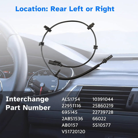 Rear Abs Wheel Speed Sensor For Chevy Traverse Buick Enclave Gmc Acadia Driver Or Passenger Side with part numbers shown.