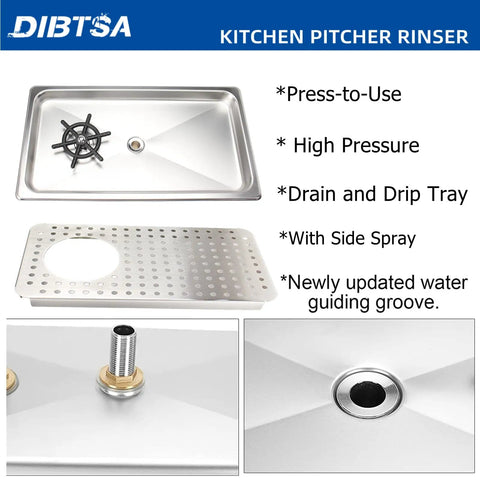 Glass Rinser For Espresso Cups And Milk Pitchers With Adjustable Spray Head Fast Rinse Drip Tray Drain Stainless Steel Sink Mount