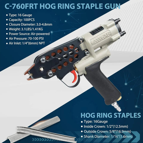 Straight Up Reliable Pneumatic Hog Ring Staple Gun With Adjustable Speed Trigger And Advanced Silencer Tech Kickass Performance For Heavy Duty Air Powered U Clip And C Ring Leathercraft Jobs