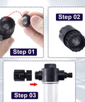 Step-by-step setup of Heavy Duty 8 Pack Hose Water Filter Washers with mesh screen inserts for easy installation.