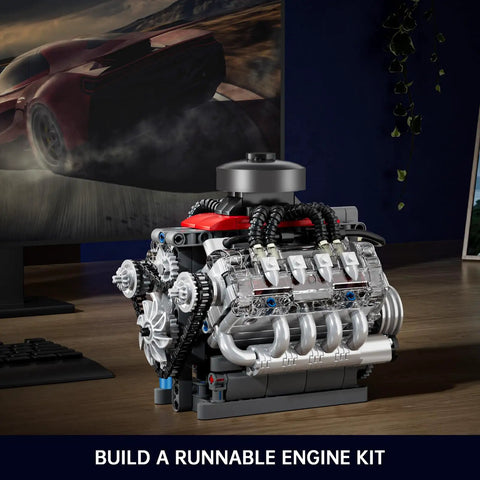 Visible V8 Engine Kit That Actually Runs Hands On Build Your Own Car Motor Model displayed on a desk for teens and adults