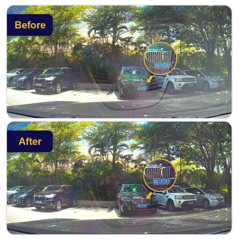 Before and after effect using Polarizing Lens Filter For FITCAMX Dash Cams Only, Circular Polarizer with Anti-Glare Shield.