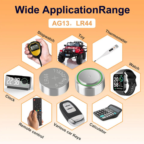 Premium AG13 LR44 Batteries 25 Pack 1.5V Alkaline Button Cells for watches, calculators, toys, and other gadgets.
