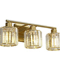 Gold Vanity Light Fixture For Bathroom Over Mirror, 3 Light Crystal Wall Sconces With Modern Design, Durable Gold Bracket