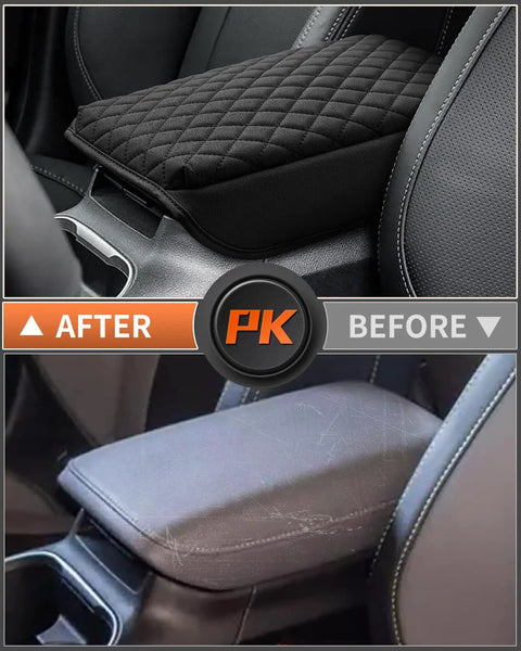 Subaru Outback Center Console Cover 2020-2026 Custom Fit Armrest Pad Protector showing before and after installation view.