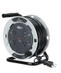Heavy Duty Outdoor Retractable Extension Cord Reel 40 Ft With 3 Outlets And 2 USB Ports, 14 AWG SJTW Cable, Portable Power Reel