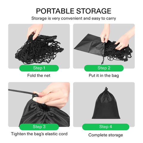 Heavy Duty Nylon Cargo Net For Garden And Folding Wagons Measures 36 By 30 Inches Black Elastic Mesh Keeps Your Haul Locked Down Tight With Zippered Stuff Sack For Beach Cart Truck Bed And Utility Trolley