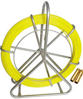 Heavy Duty Fiberglass Fish Tape 425 Ft 6MM Duct Rodder With Brake Electrical Cable Puller Includes 2 Copper Tips in metal frame