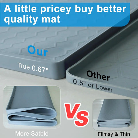 Under Sink Silicone Mat 28 By 22 Inch Waterproof Flexible Liner With Drain Hole Gray For Kitchen And Bathroom Cabinets thickness comparison