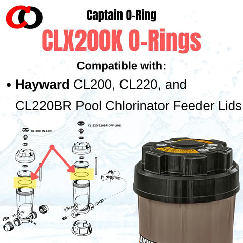 Replacement Viton O Ring For Hayward Pool Chlorinator Lids CL200 CL220 CL220BR CLX200K 2 Pack Chlorine Resistant FKM Seal For Durable Chem Feeder Lid., 2-pack Viton FKM O-rings for Hayward CL200 and CL220 chlorinator lids