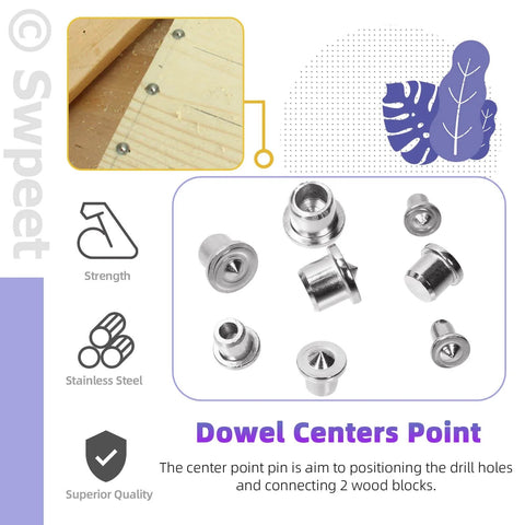 Wood Dowel Pins Kit 505 Pcs Four Sizes 1/4 In 5/16 In 3/8 In 1/2 In Straight Grooved Dowel Pins With Center Point for furniture making.