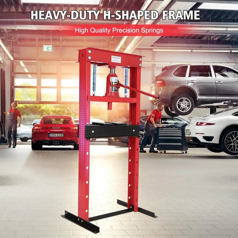 Beefy 20 Ton H Frame Hydraulic Shop Press With Adjustable Table Height For Metalworking And Auto Repair