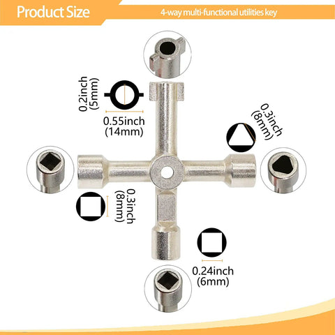 Heavy Duty 16 Inch Water Meter Key With Four Way Multi Functional Valve Shutoff Tool For Main Water Meter Contractor Grade Built Tough