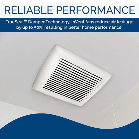 InVent Series Ceiling Mount Bathroom Exhaust Fan 80 CFM 0.8 Sones ENERGY STAR Certified with TrueSeal Damper Technology