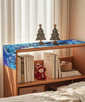 Cozy Linen Christmas Table Runner With Blue Snowy Village Winter Scene For The Fam And Family Holiday Gatherings 13x72 Inches decor