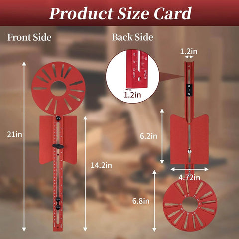 Front and back view of Heavy Duty Router Circle Jig Kit With 29 Inch Radius And 16 Inch Main Scale Plus 19 To 30 Inch Extension Rails