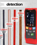 Top Tier Badass Wall Scanner And Metal Detector Stud Finder With Ac Voltage Live Cable Depth Detection Waterproof Probe Rock Solid Multi Functional Tool Built Like A Tank displaying detection capabilities and measurement indicators.