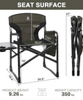 Aluminum Lightweight Folding Director Chair With Side Table And Storage 350 Lbs Pro Grade Heavy Duty Camping Chair 19 Inch Joint Friendly Height