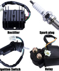 Complete ATV Wiring Harness Kit With Beefed Up CDI Ignition Coil Solenoid Relay Spark Plug Set For Chinese 4 Stroke Quad 150cc