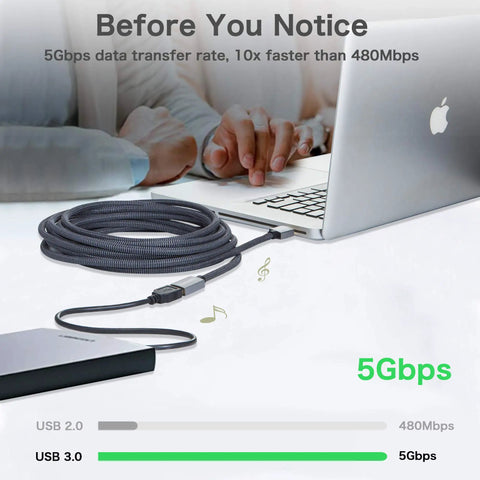 USB 3.0 Extension Cable 1 Foot Long Type A Male To Female Extender For Fast 5Gbps Data Transfer Awesome For PlayStation And Oculus VR USB Flash Drives Card Readers External Hard Drives Keyboards Printers on laptop