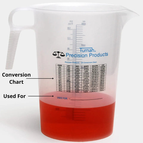 One Gallon 128oz Pitcher With Handy Conversion Chart Built Tough Food Grade Plastic BPA Free Translucent Gripper Handle