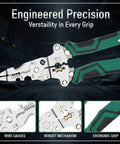 Heavy Duty Foldable Digital Display Wire Stripper With High Carbon Steel Build, multifunctional pliers with ergonomic grip.