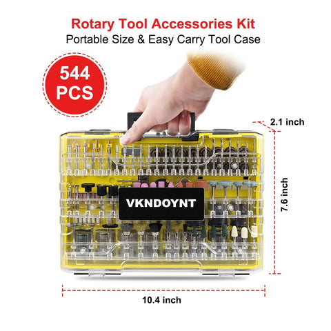 Badass 544 Piece Rotary Tool Accessories Kit With Universal Drill Bits Sanding Discs Wire Brushes Diamond Cutters And Nifty Carrying Case for DIY.