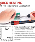 110W Soldering Iron With Full Digital Display And Temperature Control, Fahrenheit And Celsius Readout, being used on a circuit board