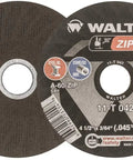 Zip Cut Off Wheel For Metal Cutting, 4.5 Inch Diameter, 3/64 Inch Thick, 7/8 Inch Arbor, T1, Pack Of 25, Aluminum Oxide, dual view