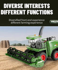 Remote Control One Twenty Four Scale Combine Harvester With Four Wheel Drive And Six Channel System in a farm setting