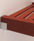 Rock Solid Hardwood Reach In Closet System With Six Smooth Glide Drawers And Dead Simple Cut To Fit Panels showing red mahogany shelf bracket.