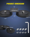 Dimensions of Beefy Universal Magnetic Base Light Bar Mounts with Rubber Boot and included screws and Allen wrench.