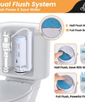 Diagram showing 2-Inch Dual Flush Valve Replacement Kit For 2-Piece Toilets With Inside Tank Repair, highlighting dual flush buttons.