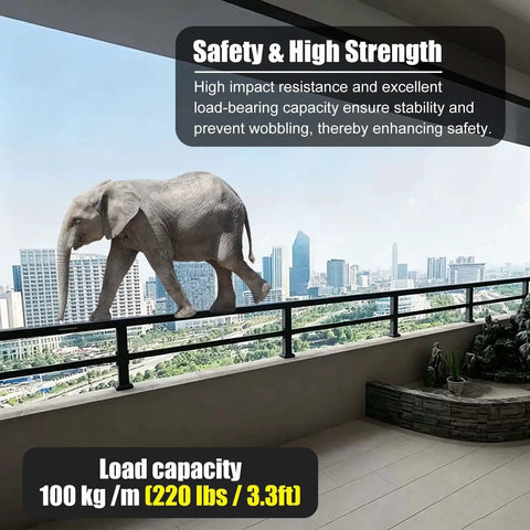 Heavy Duty Balcony Railing Fence Extender Topper No Sweat Privacy Screen Weather Tough Outdoor Barrier For Apartment Patios And Decks Dead Simple Install Solid Secure Extension Extra Height Boost with elephant on railing.