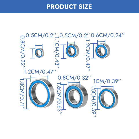 Diagram of 21 Pcs Beefy Heavy Duty Silver Blue RC Bearing Kit Rustproof Steel Sealed Ball Bearings For Traxxas Slash Stampede 4x4