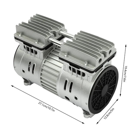 550 Watt Oilless Piston Compressor Pump With Copper Motor High Pressure Vacuum Head Silent Portable Air Pump For Lab Gas Tightness Tests Compact Industrial Grade Heavy Duty Performance Durable