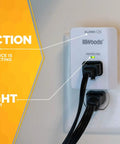 One Outlet Surge Protector With 1080J Protection, LED Indicator Alarm, Slim Space Saving Design, White, cULus Listed, installed view.