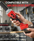 Heavy Duty Cordless Die Grinder Featuring A Zippy 26000 Rpm Brushless Motor, Slick One Quarter Inch Chuck, Compatible With Milwaukee 18V Batteries, Cranks Through Rust, Smooth Grinding And Polishing with a hand holding the tool.