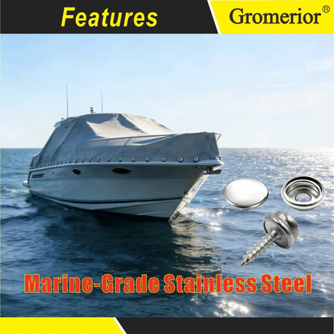Heavy Duty Snap Fastener Kit With 50 Sets Of 200 Pieces 15mm Marine Grade Stainless Steel Canvas Snaps And 3 Setting Tools for boat covers