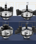 Detailed views of a Three Inch Wood Lathe Chuck Set With Self Centering Three Jaws For Precise Turning Pro Grade Grip 1 By 8 TPI Thread
