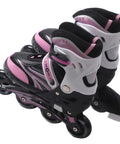 Pink Adjustable Roller Skates For Teens With PU Mesh Upper And Smooth Glide Ideal For Ice Skating Practice And Outdoor Fun