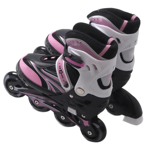 Pink Adjustable Roller Skates For Teens With PU Mesh Upper And Smooth Glide Ideal For Ice Skating Practice And Outdoor Fun