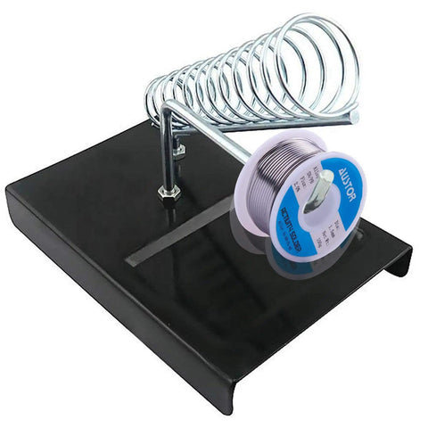 Spool of 60-40 Tin Lead Rosin Core Solder Wire For Electronics Soldering, 1.5mm Diameter, 100g, on stand