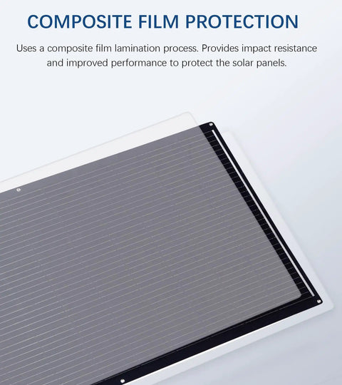 Flexible 200W Solar Panel Kit With Two 100W Monocrystalline Modules, composite film surface detail, off-grid use.