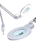 XL Bifocal LED Magnifying Lamp With 7 Inch Acrylic Lens 2.25x And 6x Magnification, 1600 Lumens Dimmable, Hands Free Clamp