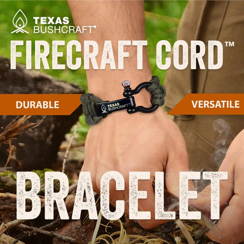 Survival Firecraft Paracord Bracelet With Three Extra Strands Wax Thread Tinder And Fishing Line Bow Shackle For Camping
