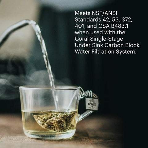 UF-15 Carbon Block Water Filter Replacement For Coral UC100 Under Sink Filtration System, clear tea glass, fresh water