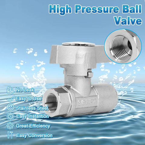 Swess DN10 Ball Valve Pressure Washer, 3/8" Stainless Steel Quick Connect Shut Off Valve for Power Washers Hose (5000 PSI) displayed on water surface