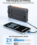 On The Go Solar Power Bank 20000mAh With Built In Cables 20W Fast Charge Portable External Battery Pack charging phone